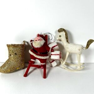 Vintage 1972 "Mr. Christmas" Ornament Santa With The Presence Hong Kong Lot Of 3